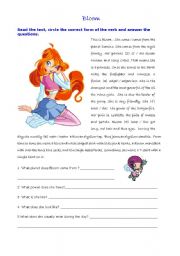 English Worksheet: bloom - reading comprehension - simple present tense