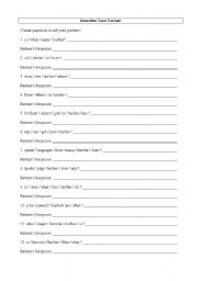 English worksheet: Interview Questions