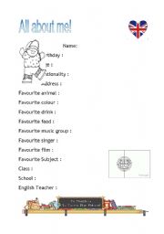 English worksheet: Boys profile