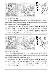 English Worksheet: Reading with prepositions