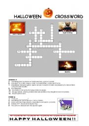 English Worksheet: Halloween Crossword