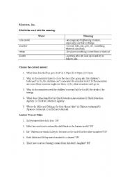 English Worksheet: Monsters Inc Movie Lesson