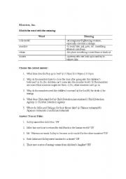 English worksheet: Monsters Inc Movie Lesson