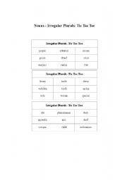 English Worksheet: teaching nouns using tic tac toe