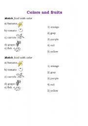 English worksheet: Colors & Food