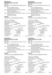 English Worksheet: place prepositions