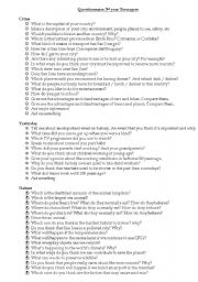 English Worksheet: Questionnaire third year students