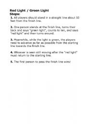 English Worksheet: Steps for playing 10 outdoor games