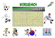 English Worksheet: WORDSEARCH SPORTS