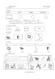 English worksheet: TEST Sequence shapesand colors