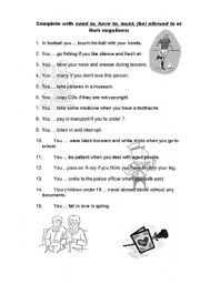 English worksheet: modal verbs