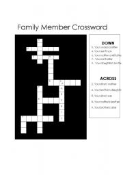 English worksheet: Family Member Crossword