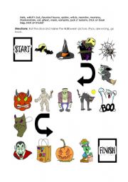 English Worksheet: Halloween board game 