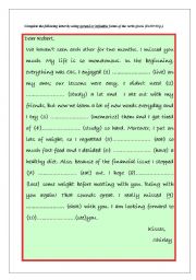 English Worksheet: A letter: gerunds and infinitives