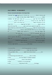 English Worksheet: Past Simple Tense Worksheet