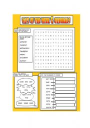 English Worksheet: days of the week & ordinal numbers