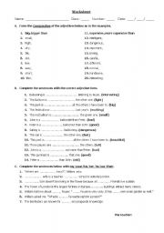 English Worksheet: Adjectives-Comparative
