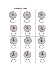 English worksheet: what is the time?