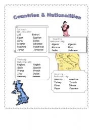 English worksheet: countries & nationalities