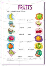 English Worksheet: FRUITS