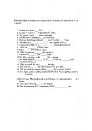 English worksheet: Preposition Review