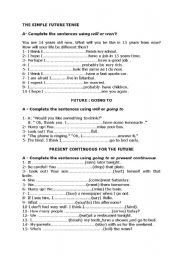 English Worksheet: Future Tense- Be going to- When
