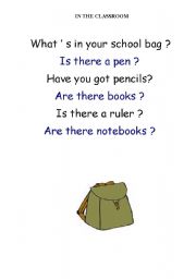 English worksheet: In the classroom