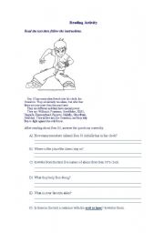 English worksheet: Ben 10 text