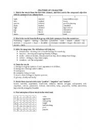 English worksheet: character vocabulary