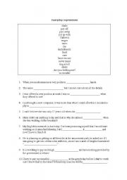 English worksheet: Everyday Expressions