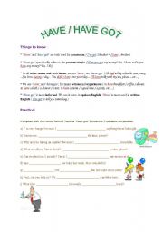 English Worksheet: Differences between have and have got