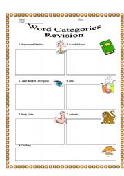 English worksheet: Word Categories Revision game