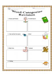 English Worksheet: Word Categories Revision game