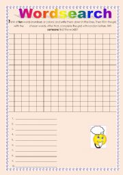 English worksheet: Make up a wordsearch!