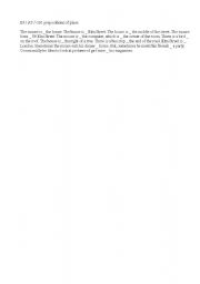 English Worksheet: PREPOSITIONS OF PLACE/ IN AT ON - QUIZ
