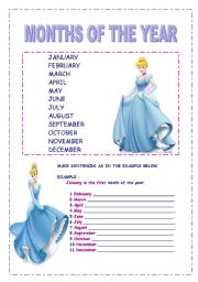 English Worksheet: months of the year and ordinal numbers
