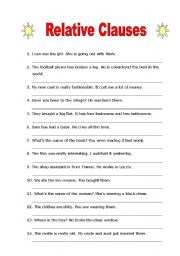 English Worksheet: Relative Clauses