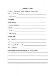 English worksheet: Autograph Paper (1)