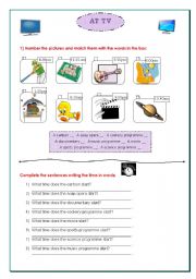 English worksheet: At TV