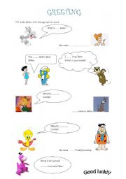 English worksheet: greeting