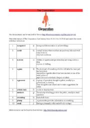 English Worksheet: The Corporation (Business Ethics)