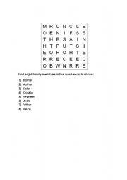 English Worksheet: Family Word Search