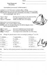 English worksheet: Plurals and Ownership