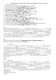 English Worksheet: present simple-present cont