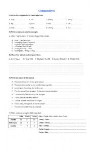 English worksheet: Comparatives (adjective+er) Excercises