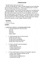 English worksheet: A difficult question