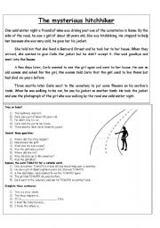 English Worksheet: The mysterious hitchhiker