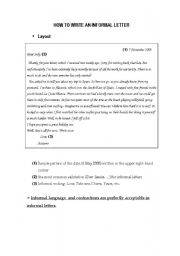 English Worksheet: how to write an informal letter