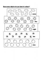 English worksheet: How many do you have to colour? --> the balls