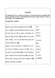 English worksheet: word formation - sports